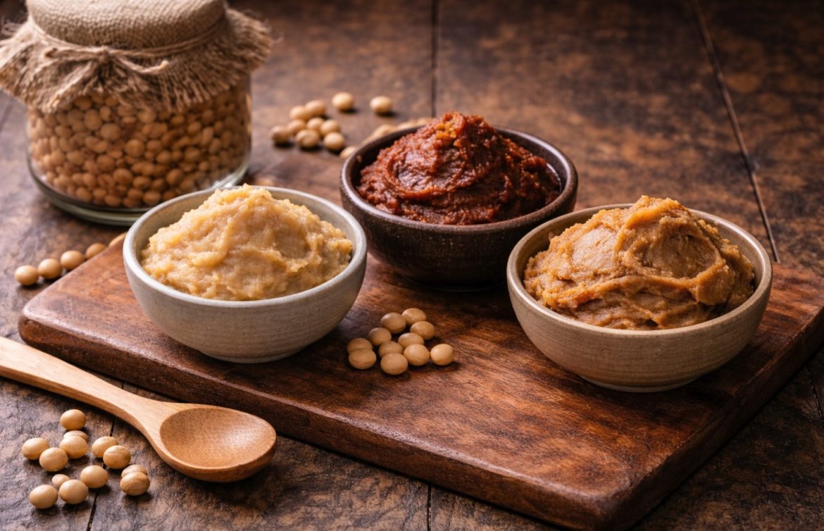 Les différentes variétés de pâtes miso japonaises : blanc, rouge et mixte